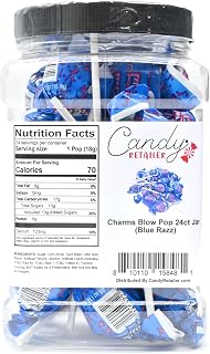 Blow Pop - Individually Wrapped 24 Count - Reusable 44oz Jar (Blue Razz Berry)