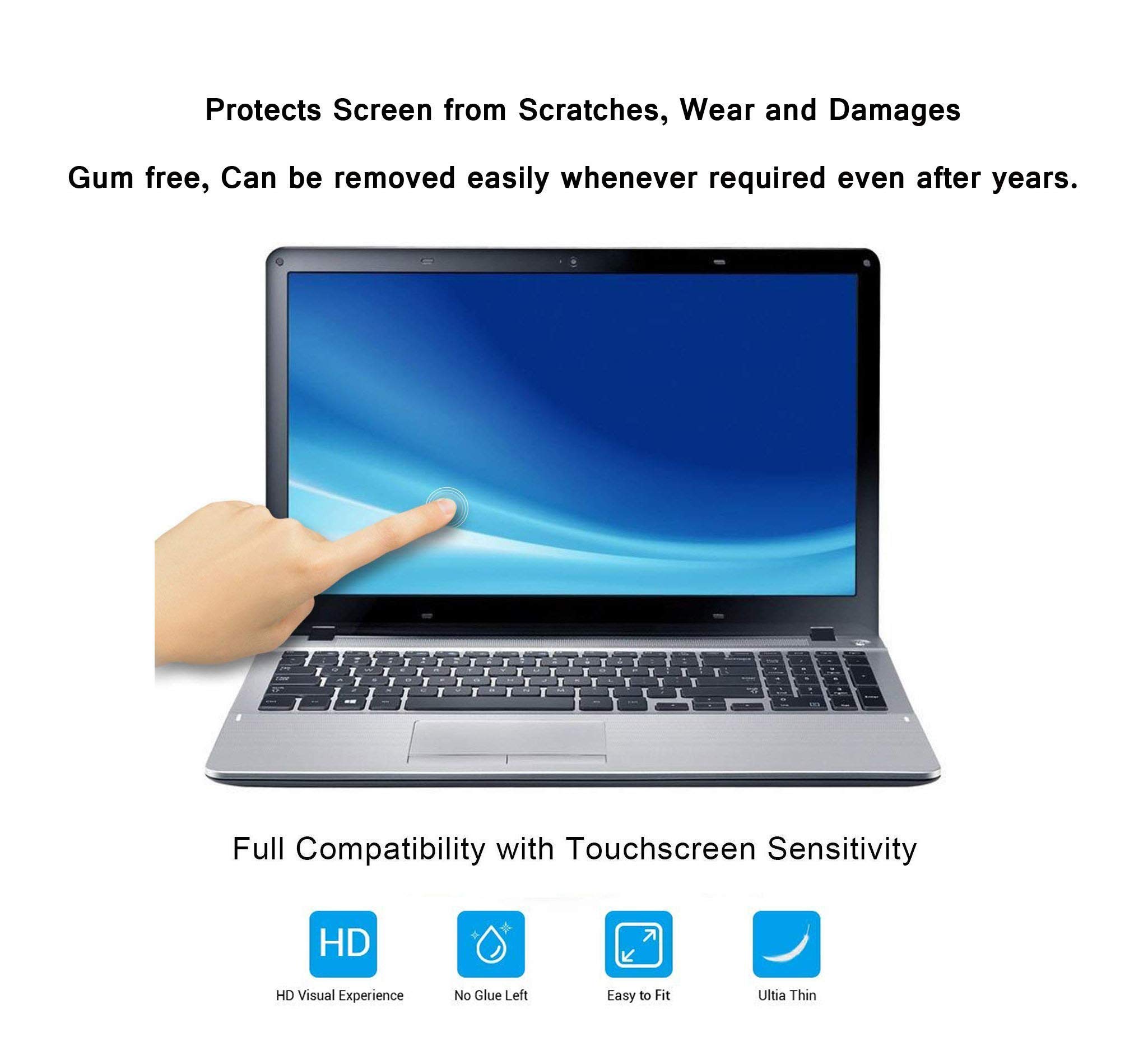 Saco Ultra Clear Glossy Flexible Fiber Screen Guard Scratch Protector for HP N208TU Pavilion 15-15.6 inch Laptop Laptop Laptop