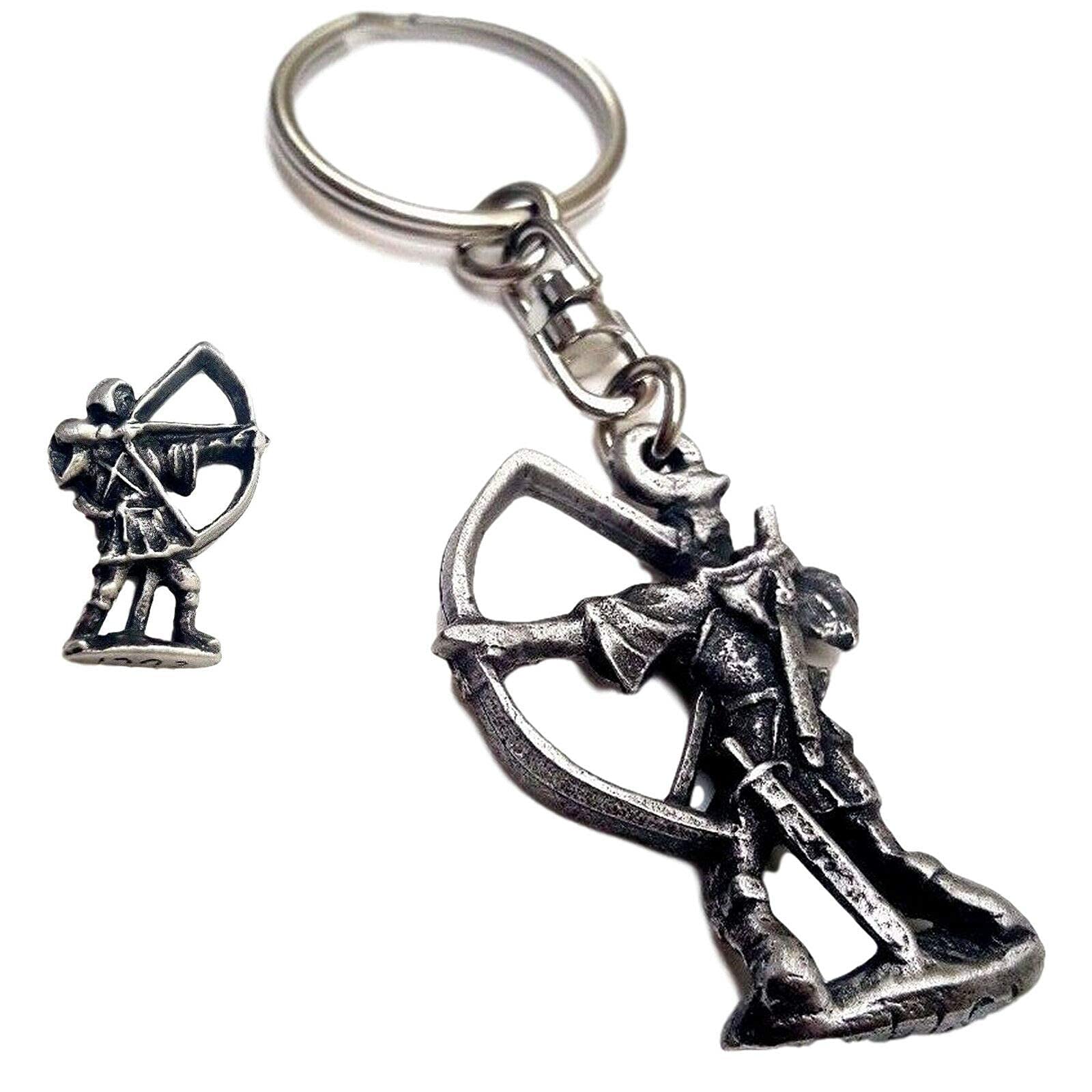 Smartbadge Robin Hood Keyring And Pin Badge Boxed Gift Set Handcrafted In Solid Pewter + 59mm Button Badge