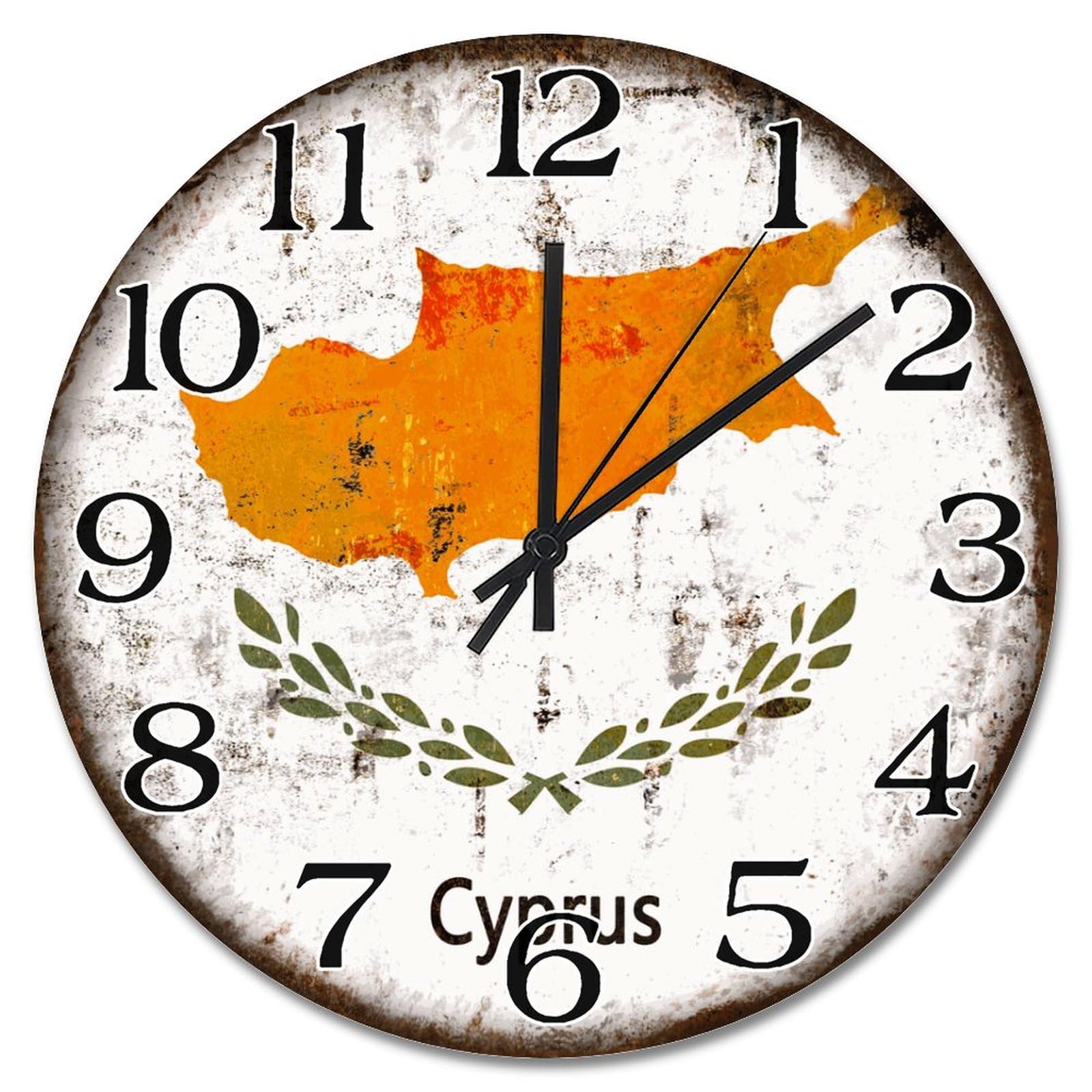 Horloge murale Chypre ronde 25,4 cm silencieuse pour chambre