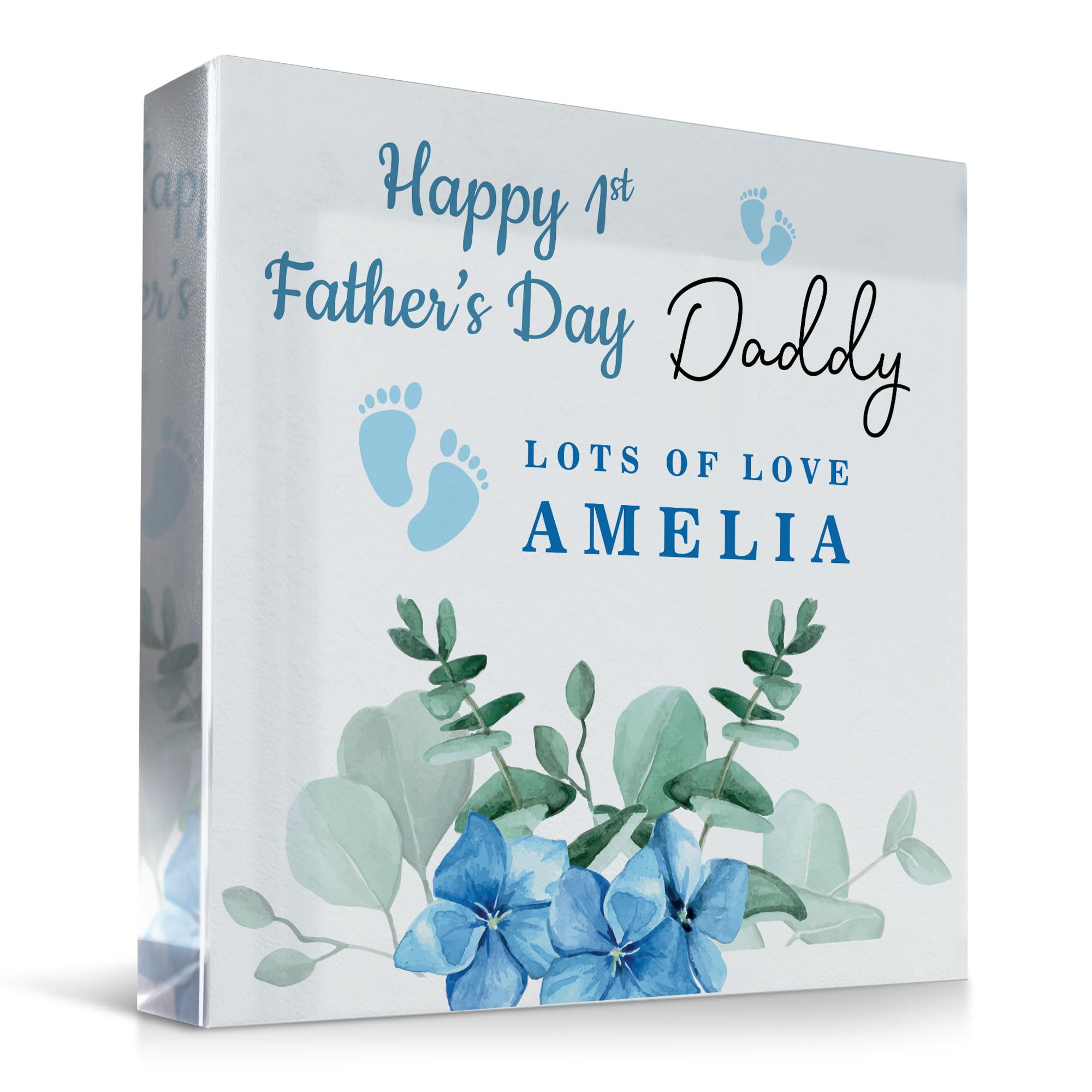 Red Ocean Happy 1st Fathers Day Gift For Daddy Personalised Block Gift From Baby Girl Baby Boy New Daddy Gift First Fathers Day Gift From Bump New Baby Gift For Daddy Keepsake