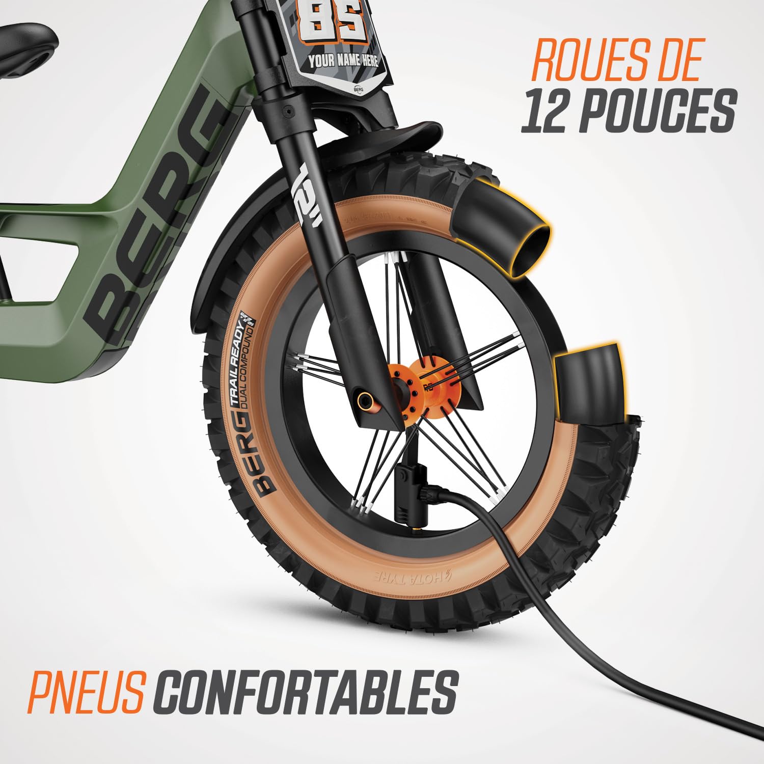 Berg Biky Cross Vélo sans pédales pour Enfants à partir de 2 Ans, Roues 30,5 cm, Frein à Main, Design sûr et léger, réglable pour la Croissance