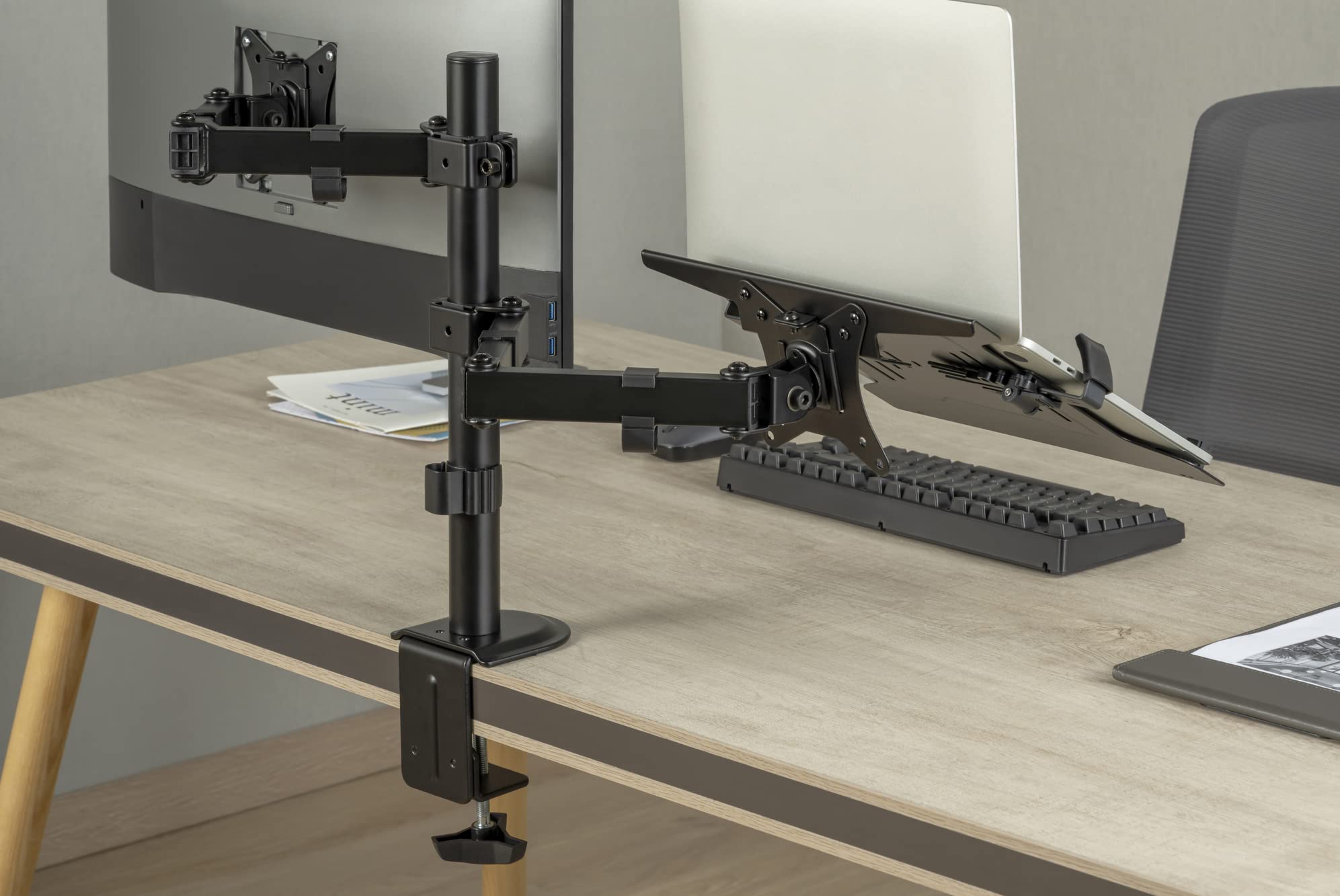 DIGITUS Support écran - Pince de table - Support pour ordinateur portable - 1 écran - Jusqu'à 32 pouces - VESA 75x75, 100x100 - Noir