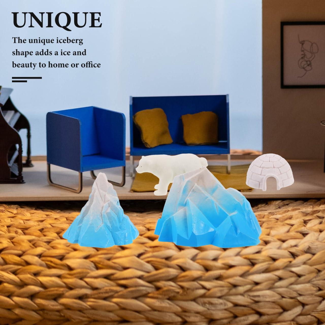 Warmhm 4pcs Lifelike Mini Igloo House Model with Polar Bear Figurines Realistic Snow Structure Decor for Dioramas Desk Display and Cake Decoration Arctic Animal for Boys - Image 4