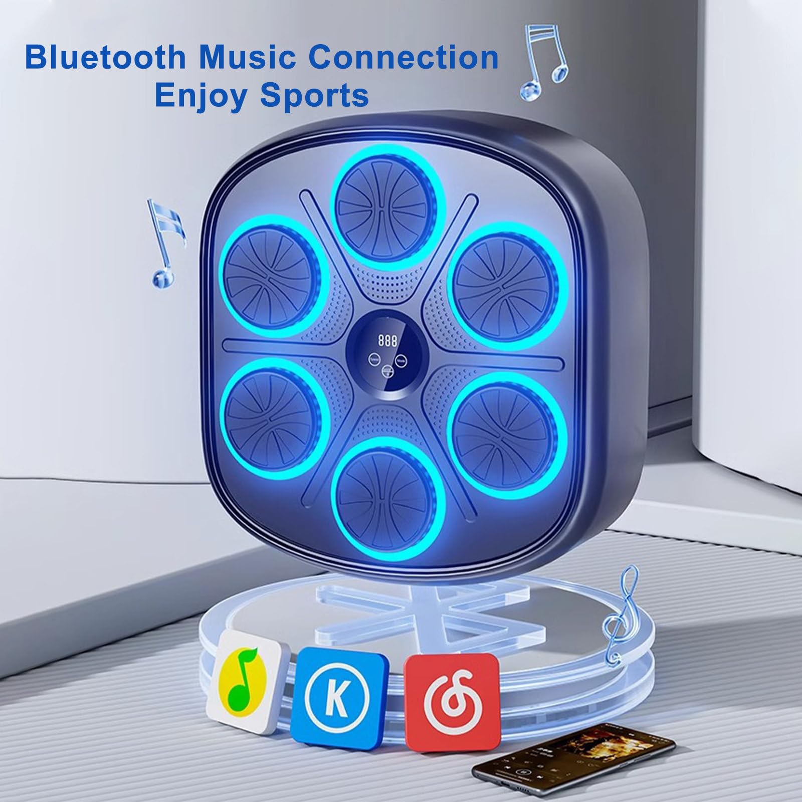 Máquina De Boxeo Musical, Entrenador De Boxeo con Música Electrónica con Conexión Bluetooth, Saco De Boxeo para Entrenamiento En Casa con Guantes para Taekwondo, Sanda,Parent-Child