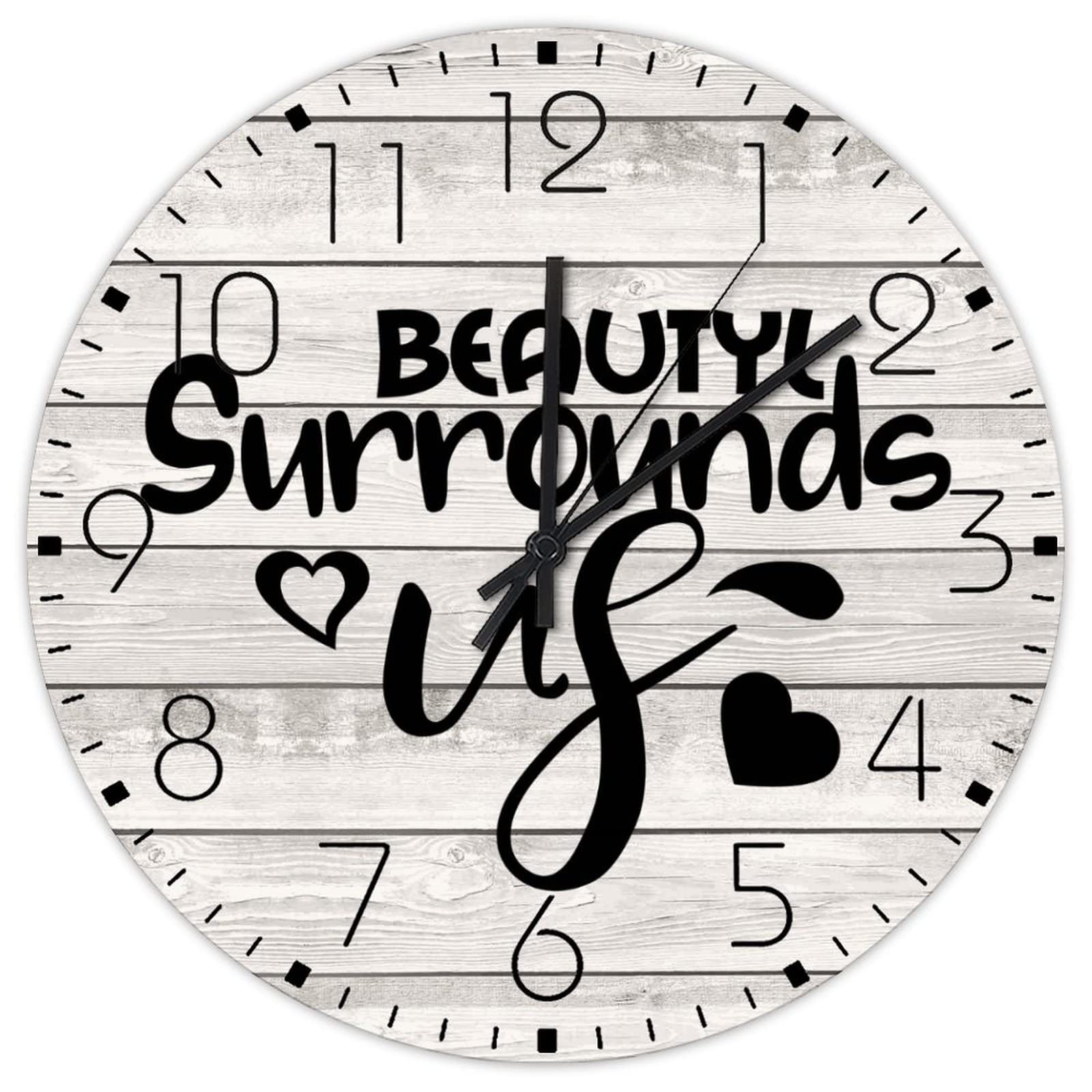 Horloge murale fonctionnant sur piles bois vintage pour chambre et fitness