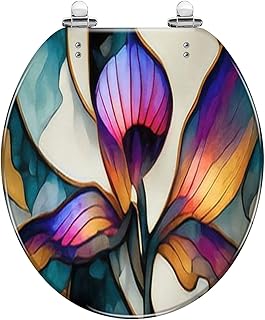 Round Toilet Seat Colorful stained glass window Abstract stained glass background Art Resin Toilet Seat Quietly Slow Close with Quick-Release Hinges Toilet Seat with Cover Easy to Clean Install