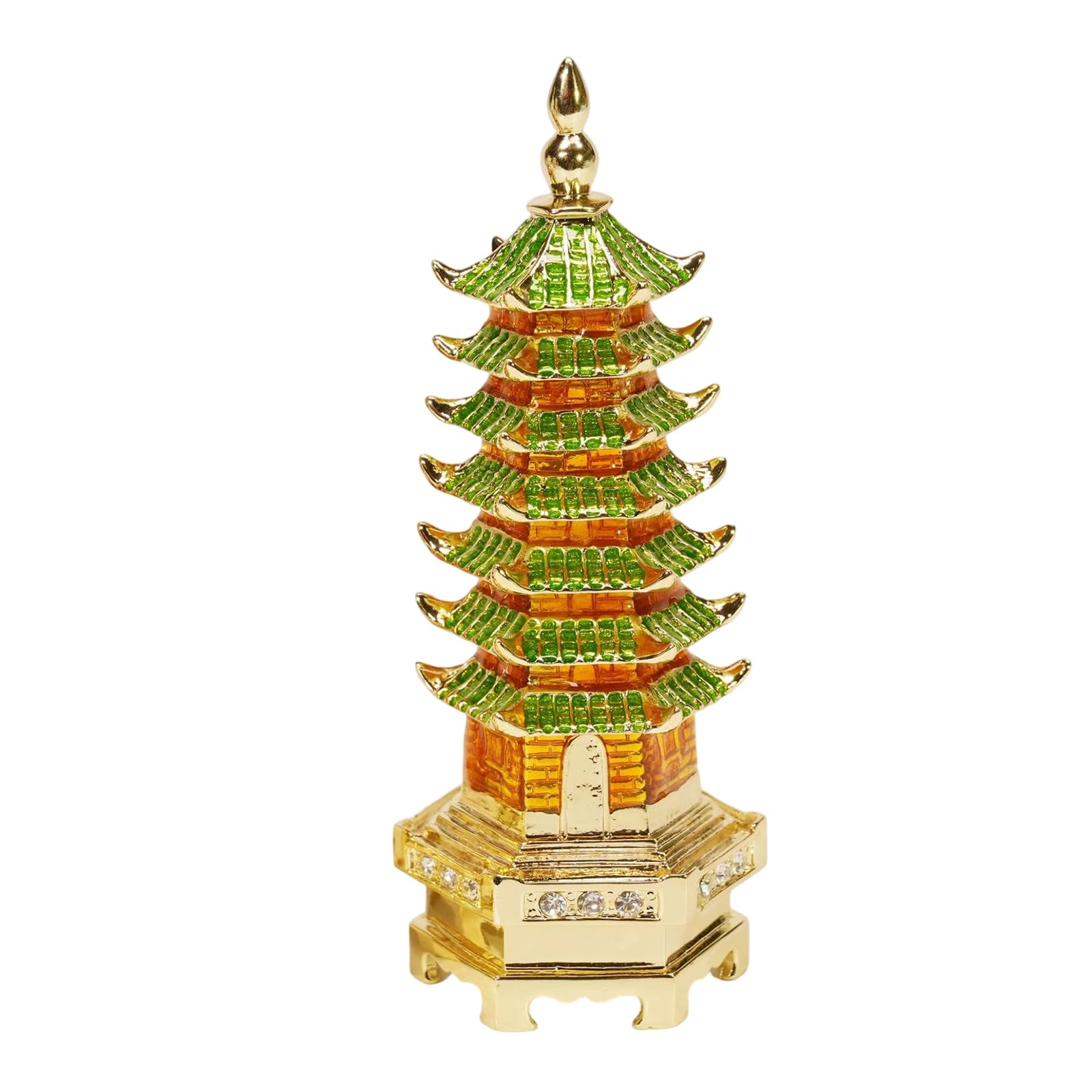 Kaeltsyn Metal Enameled Pagoda Jewelry Case with Spacious Interior for Rings Necklaces Earrings Chinese Cloisonne Jewelry Box