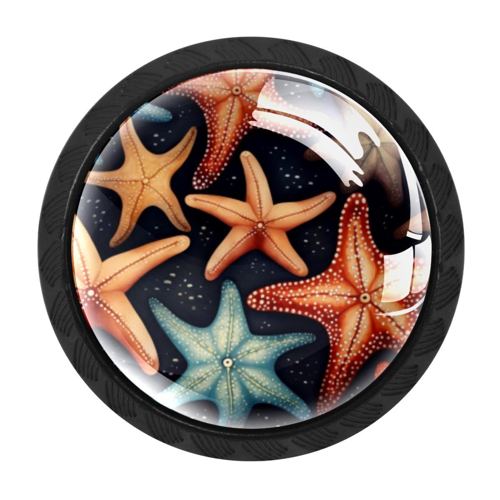 CHENZZZZ 4 Pieces Starfish Kitchen Cabinet Knobs Drawer Knobs Dresser Knobs Black Knobs Drawer Pulls Dresser Drawer Handles Knobs for Dresser Drawers