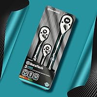 Vista 8 de DURATECH Trinquete de 3 piezas, 1/4 pulgadas, 3/8 pulgadas, 1/2 pulgada 90 dientes de liberación rápida, reversible, hecho en Cr-V, pulido completo