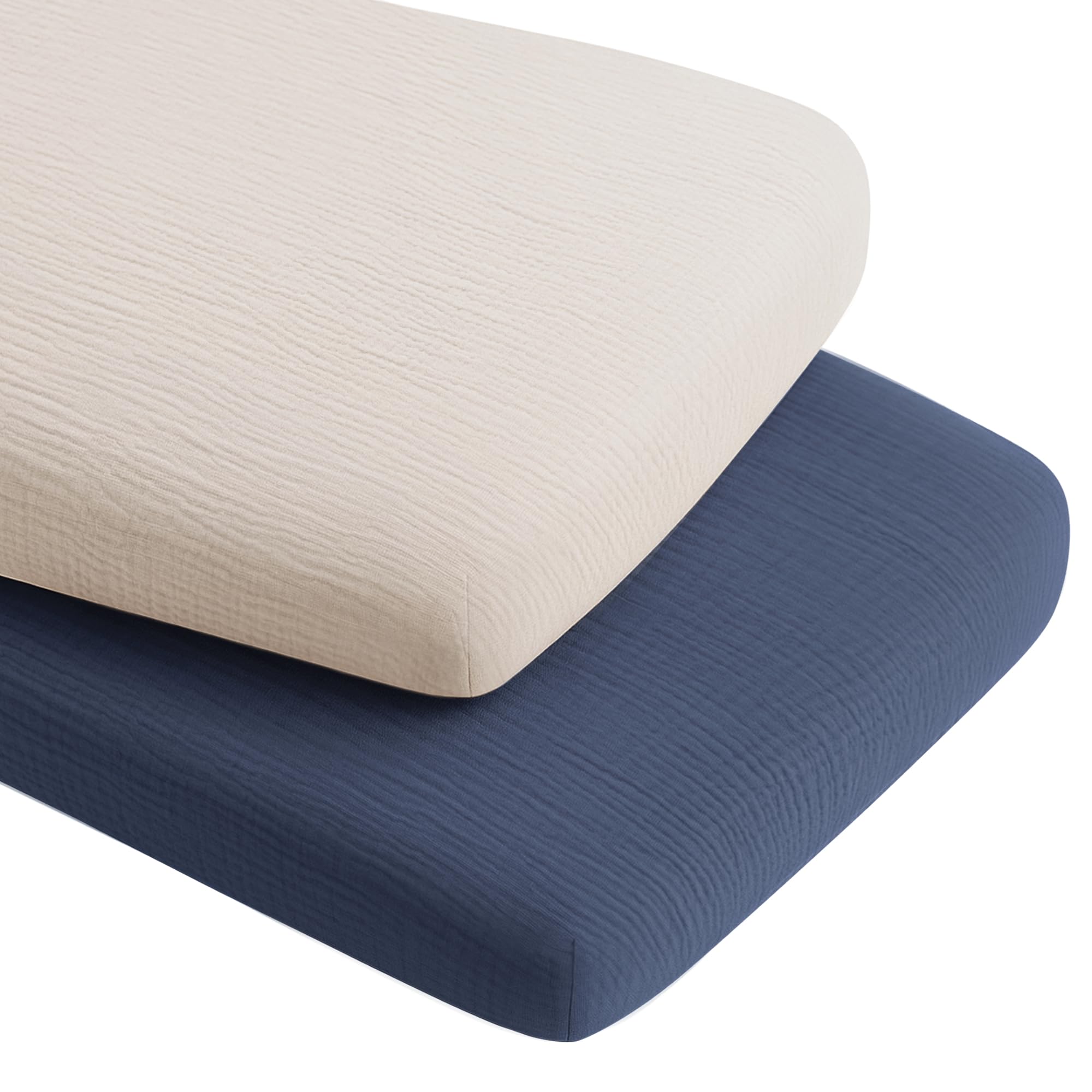 Konssy Muslin Bassinet Sheets for Baby Boys and Girls, 2 Pack, 33"x21"