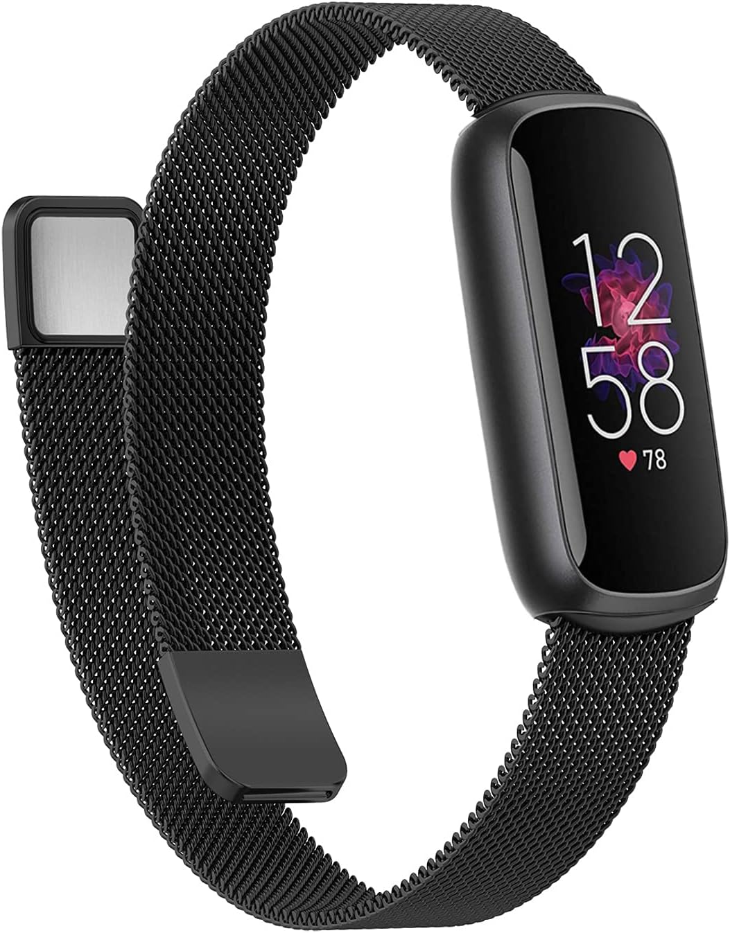 WongetoBand Compatible with Fitbit Luxe,Adjustable Stainless Steel Loop Mesh Magnetic Strap Replacement Wristbands Bracelet for Fitbit Luxe Fitness and Wellness Tracker for Women Men