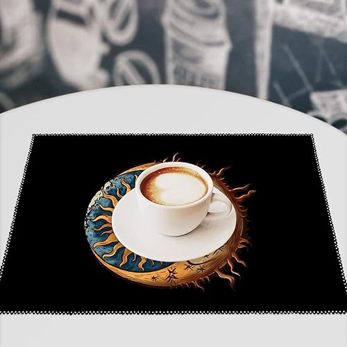 Miniatura 7 de Sun Moon Placemats Set of 6 Resistant Table Mats Washable Place Mats for Dinner Party Table Decoration