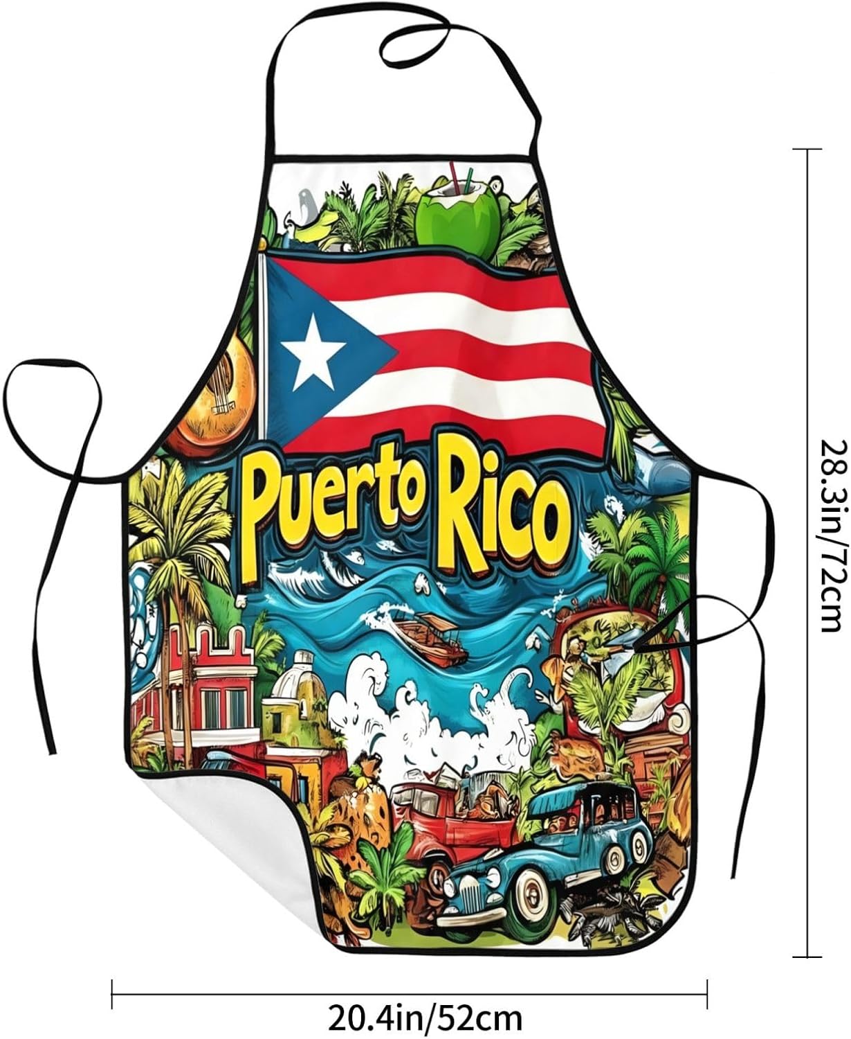 Puerto Rico Frog Apron for Kitchen Baking BBQ Cooking Painting Chef Aprons Gift for Women Men PR-Summer