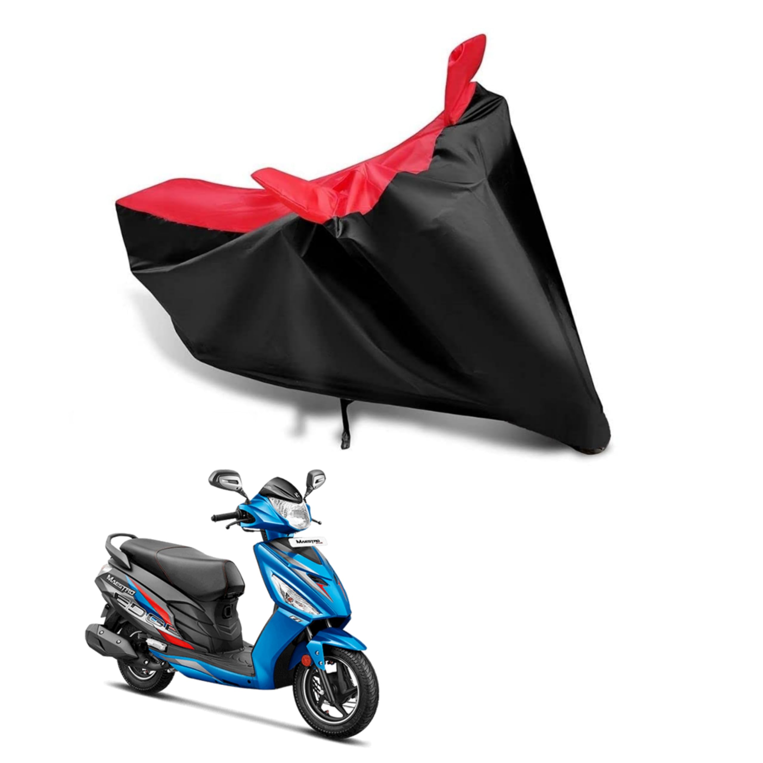 KEDIT ™-New Hero Maestro Ege Water Resistant - UV Protection & Dust Proof Full Bike - Scooty Two Wheeler Body Cover for Hero Maestro Ege Red Black Colour KKA-187