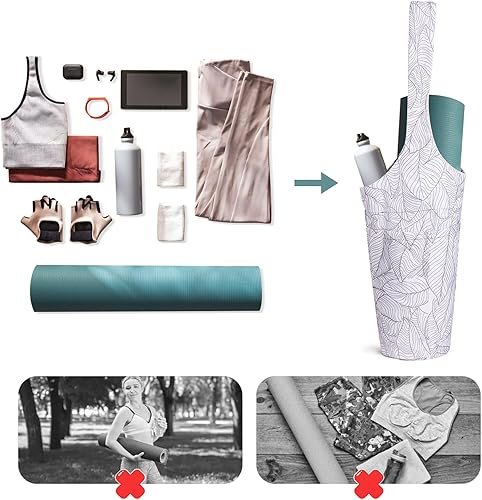 Miniatura 4 de IwIeIaIrI Bolsa para esterilla de yoga para mujer con bolsillo de gran tamaño y bolsillo con cremallera, accesorios de regalo de yoga con correa