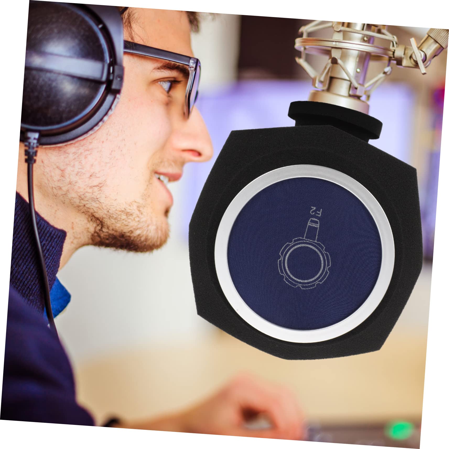 Cubierta de Esponja para Micrófono Ligera y Absorbente de Sonido, Funda Protectora Azul para Grabación Interior Captura de Sonido Puro