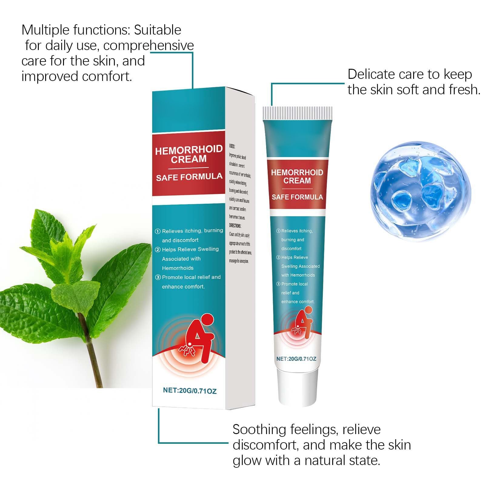 Hämorrhoiden Salbe, 20g Pflegecreme Analbereich, Zäpfchen Hemorrhoid Cream Externe, Beruhigende Creme Intimbereich, Körperpflege zur Unterstützung der Haut, Intimpflege Damen und Männer (1)