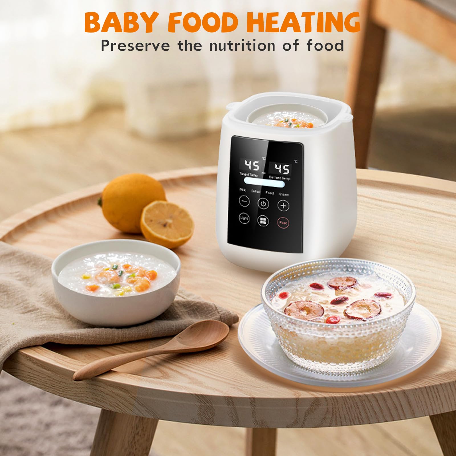 Flaschenwärmer Baby 9 in 1 Sterilisator für Babyflaschen - Babykostwärmer mit Temperatur - mit LCD Display und Nachtlicht, BPA-Freier Fast Babynahrungsheizung Auftauen Voreinstellungen, Weiß