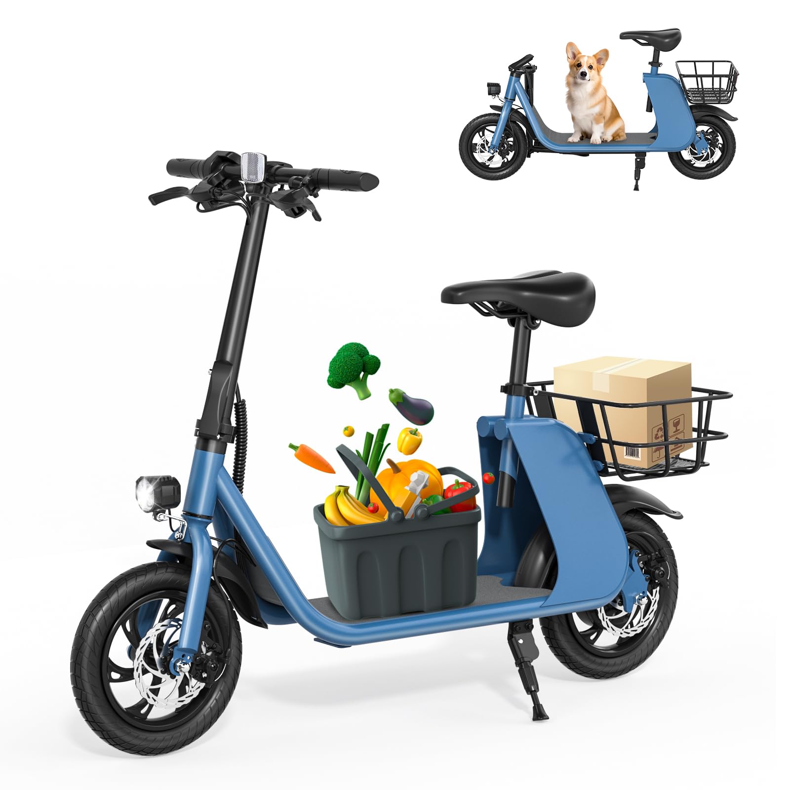 RIDWIND Electric Scooter with Seat for Adults, 450W Motor Foldable E Scooter for Adults with LCD Display,15.5MPH, 20 Miles Range, Max Load 265LB, UL2277 Certificate