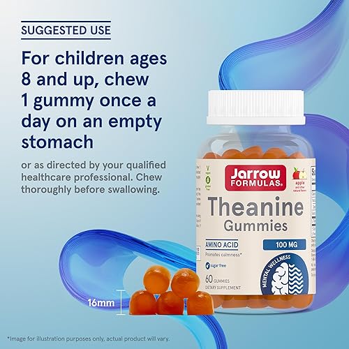 Vista 17 de Jarrow Formulas Teanina de fuerza regular 100 mg, suplemento dietético, 60 cápsulas, suministro para 60 días