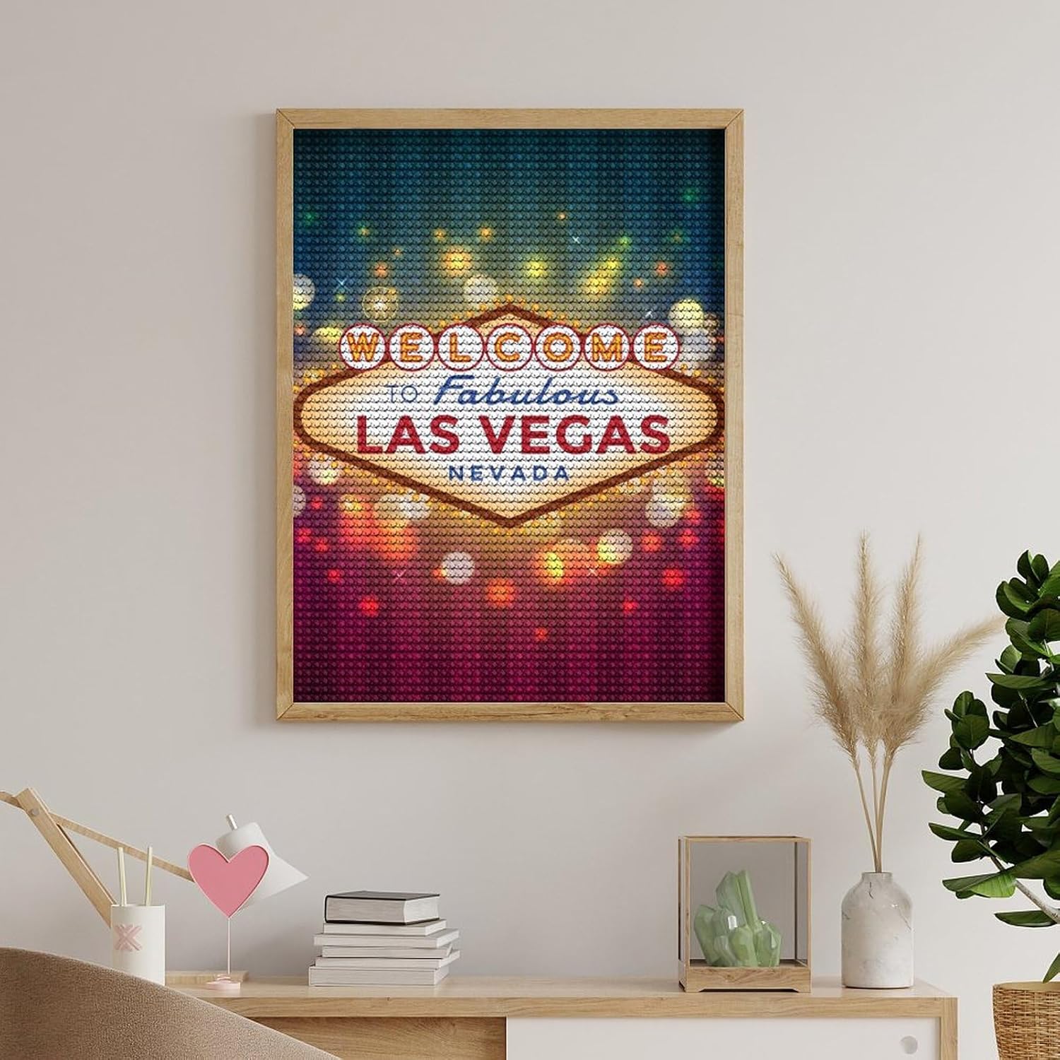 Welcome Las Vegas Diamond 5D Painting Full Round Drill Art Picture DIY Home Wall Decor for Beginners Adults