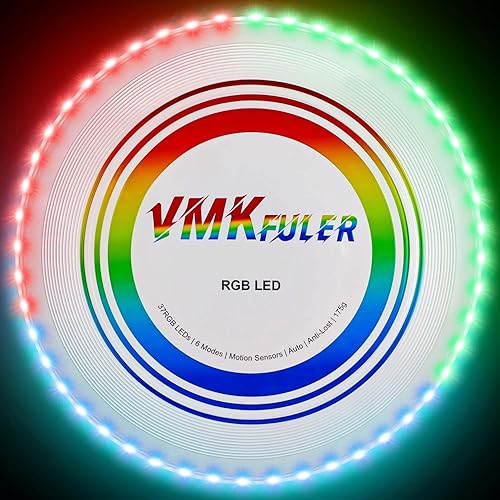 Vmkfuler Disco volador LED RGB LED, disco volador con luz definitiva, modos inteligentes, antipérdida, recargable, regalo ideal para adultos, niños,