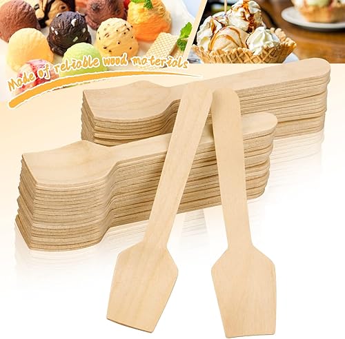 Vista 3 de Cucharas desechables de madera Cucharas de degustación Cucharas de helado Cucharas de muestreo (300, 3.75 pulgadas)