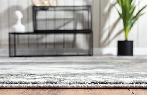 Miniatura 5 de Abani Alfombra abstracta envejecida, contemporánea, moderna, dorada y gris, alfombra de 4 x 6 pies, alfombra para sala de estar