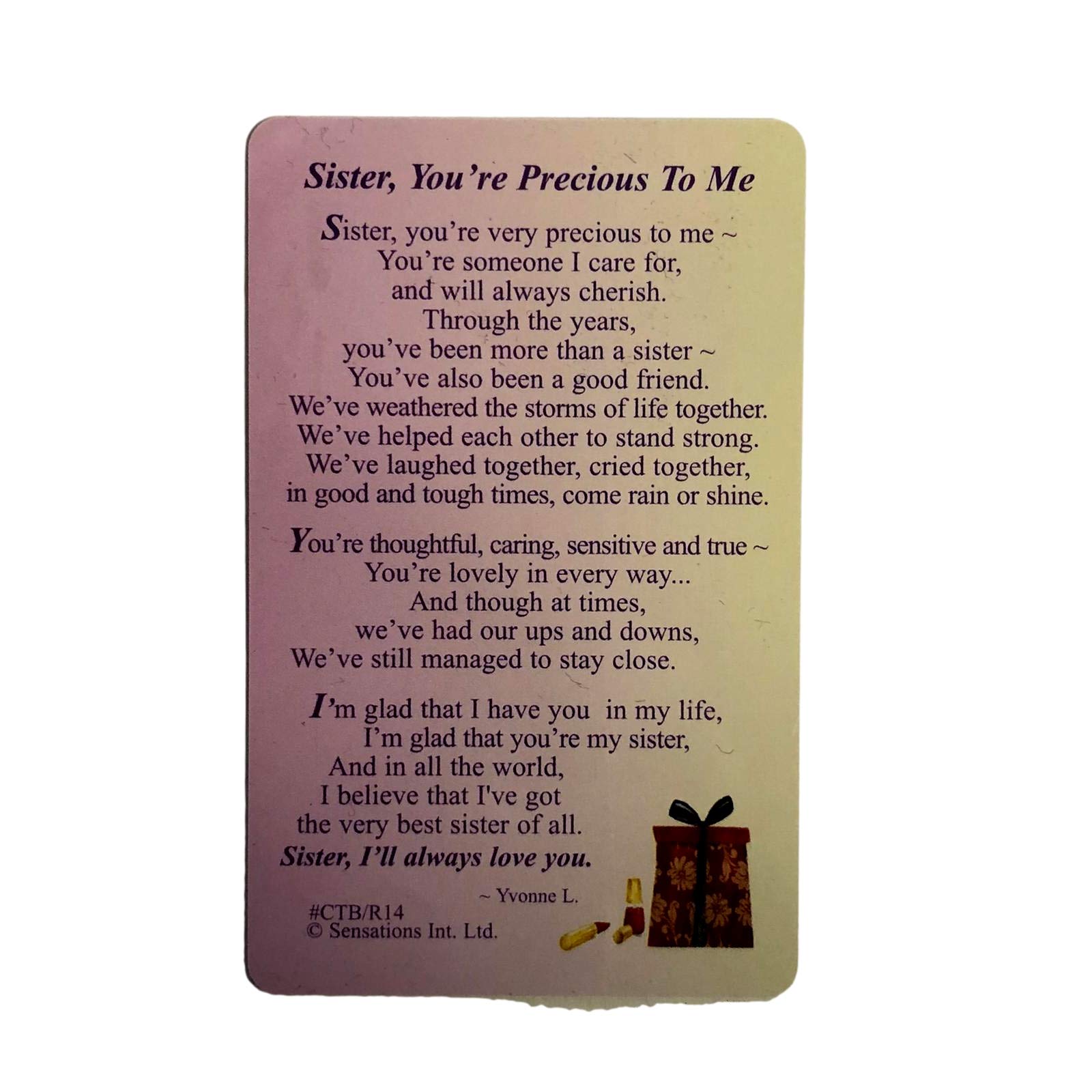 Shop Inc Red Sister,You`Re Precious To Me Wallet Card (Sentimental Keepsake Wallet/Purse Card)
