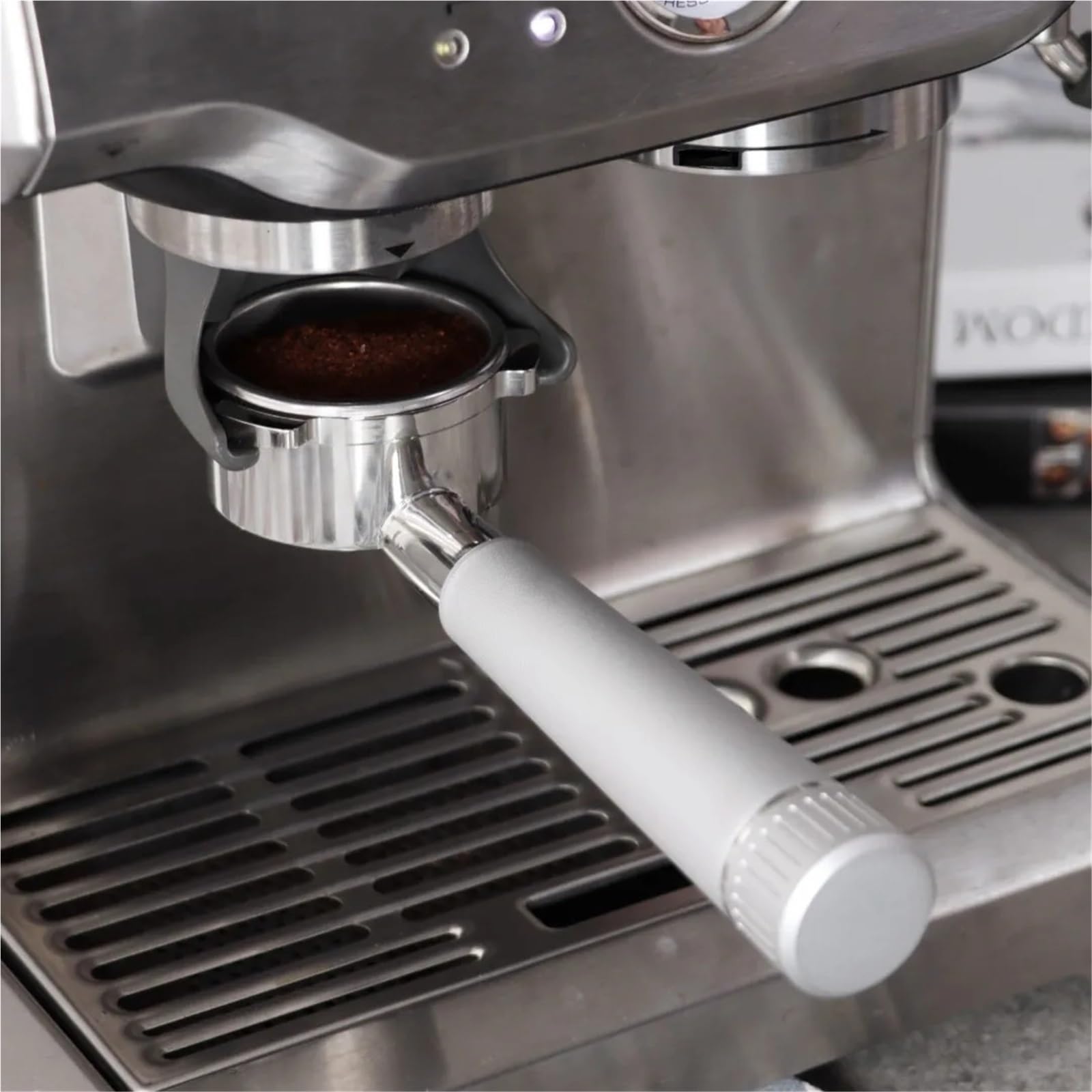 Portafiltro sin fondo (1 unidad) compatible con mango de cafetera espresso acero inoxidable para Café(Black,51mm)