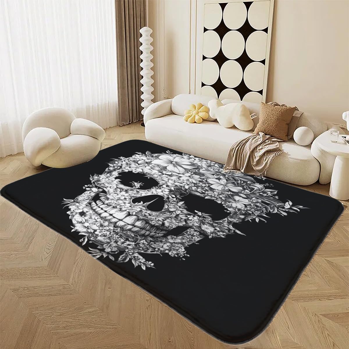 Tapis de salon moderne antidérapant en flanelle douce pour décoration maison durable