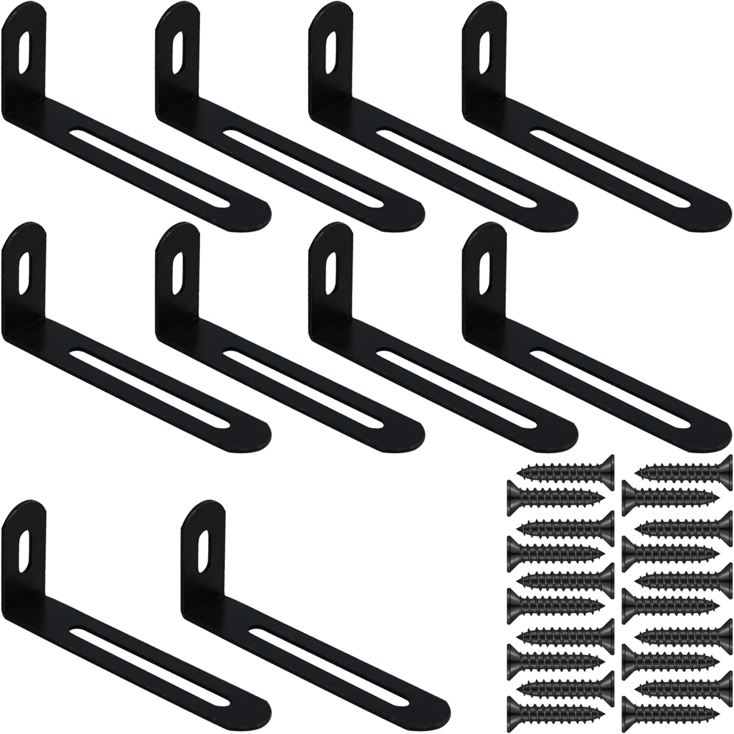 10 PCS Adjustable L Brackets, Heavy Duty Corner Brace Iron 90 Degree Brackets, Slotted Metal Corner Braces for DIY Furniture/Shelves (Silver, 50 x 24x 12mm/1.96" x 0.95" x 0.47")