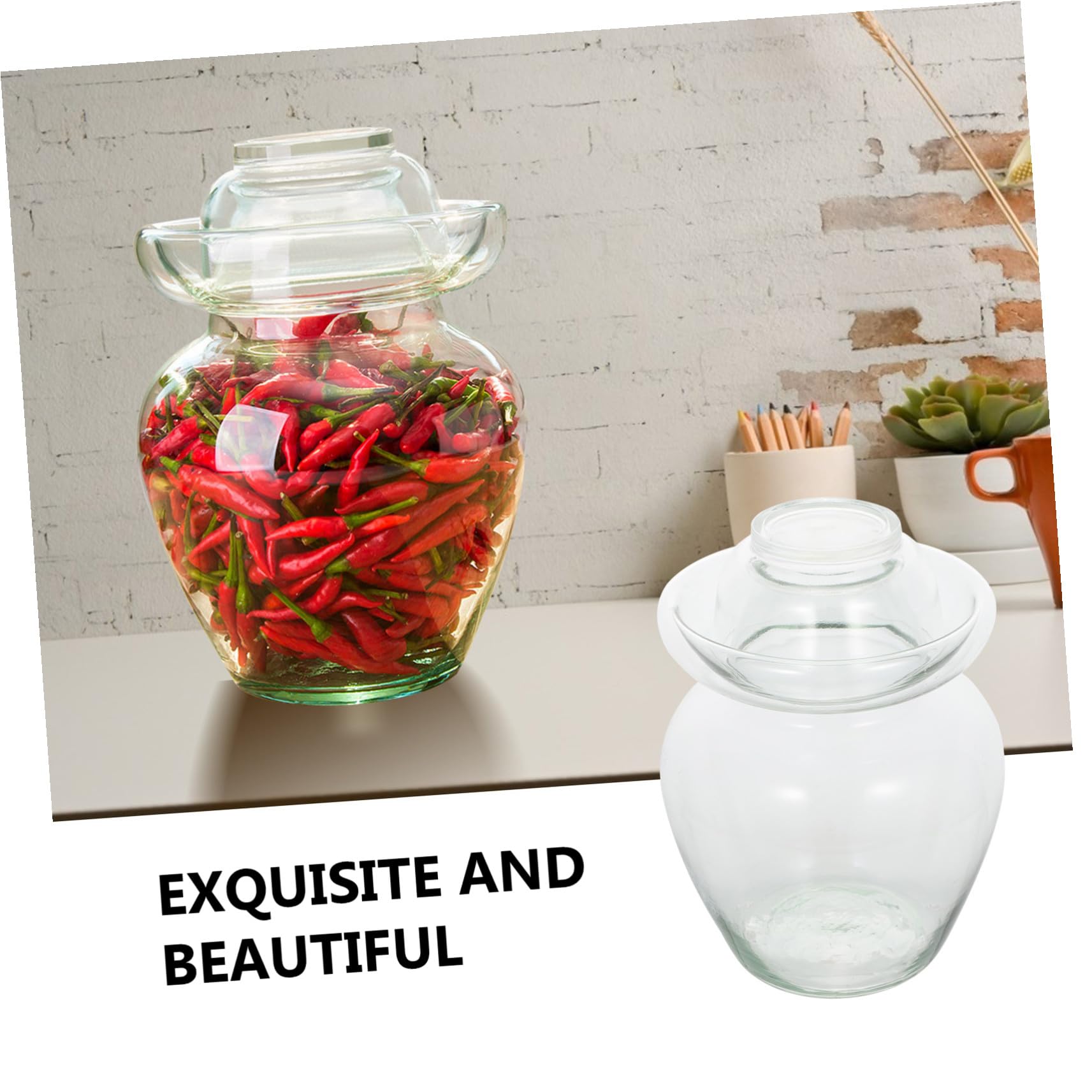 Zerodeko Glas pickledose Groß Sealed Vorratsglas Transparent Küchenaufbewahrung Einmachglas für Gemüse Pickle Can Vorratsdose Bpa frei Frischhaltedose