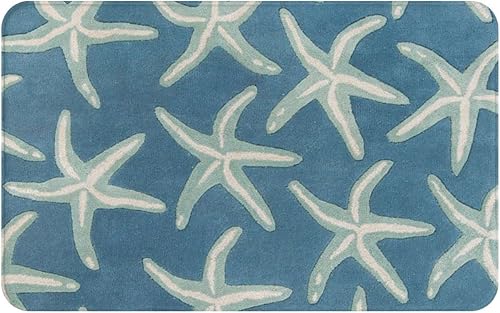 Starfish - Tapete antideslizante de franela de lana costera alfombra rectangular para puerta delantera alfombra frontal interior para baño puerta de