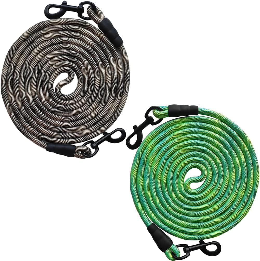 50ft Dog Tie Out Rope Leash (Black + Green)