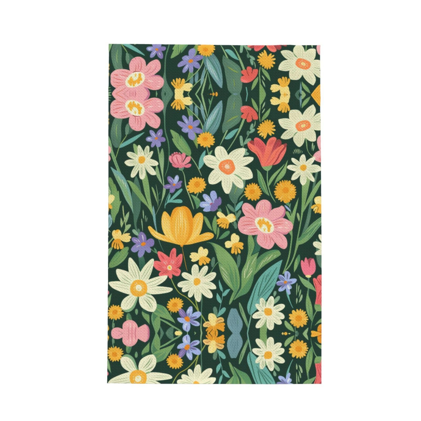 Xxahnbm Black Airy Forest Pink Meadow Print Waffle Kitchen Towel,Absorbent Hand Towel