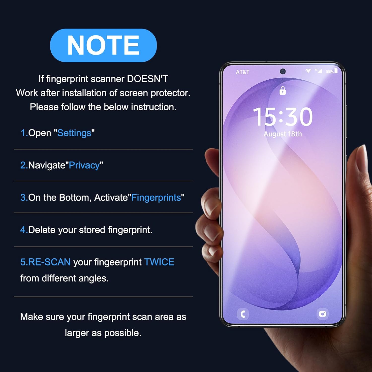 Uyiton Compatible with Samsung Galaxy S26 Ultra Matte Screen Protector, [Anti- Glare][Ultrasonic Fingerprint Support][9H Tempered Glass] Scratch-Resistant Bubble-Free, 2 Pack