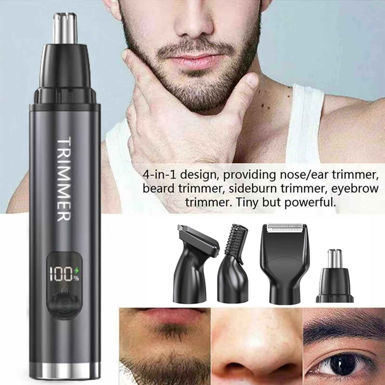 Rasoio per capelli naso Strumento da barba elettrico 4 in 1 Dispositivo per la toelettatura Rasoi elettrici Strumento per la toelettatura ricaricabile USB Dispositivo portatile