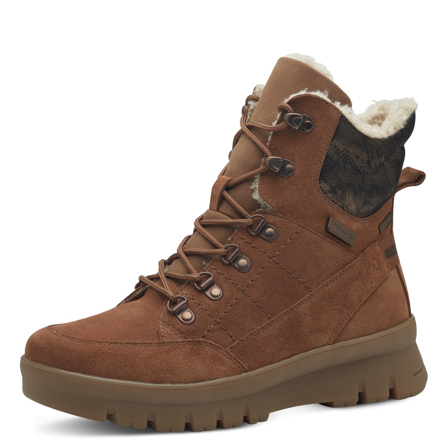Tamaris Comfort Women’s Winter Lace-Up Ankle Boots with Zip Lined , Cognac Suede, 6,5 UK