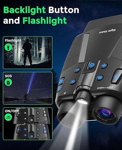 Miniatura 5 de Gafas de visión nocturna para adultos, pantalla HD de 3.99 pulgadas y recargable de 10000 mAh, prismáticos de visión nocturna 4K con tarjeta de 64