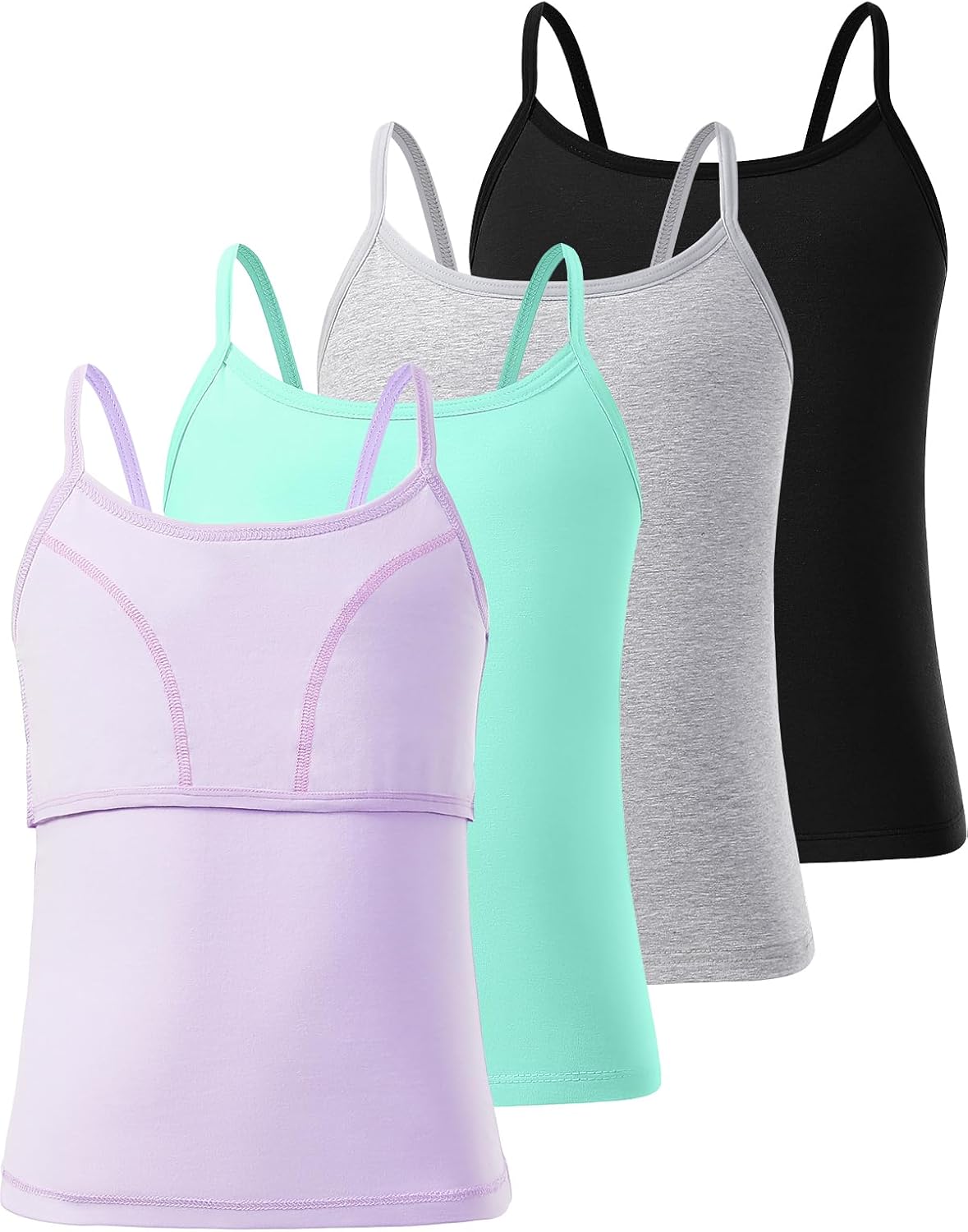 Ullnoy Training Bras for Teens Girls Breathable Undershirts Size 6-12 Girls Camisole Undershirts with Shelf Bras Tank Top
