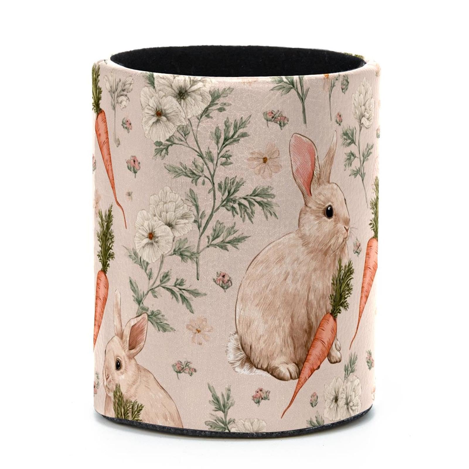 VAPOKF Round Pencil Holders for Desk, Rabbits and Carrots Pen Holders Pen Pot Makeup Brushes Storage Desktop Stationery Supplies Organiser for Home Office