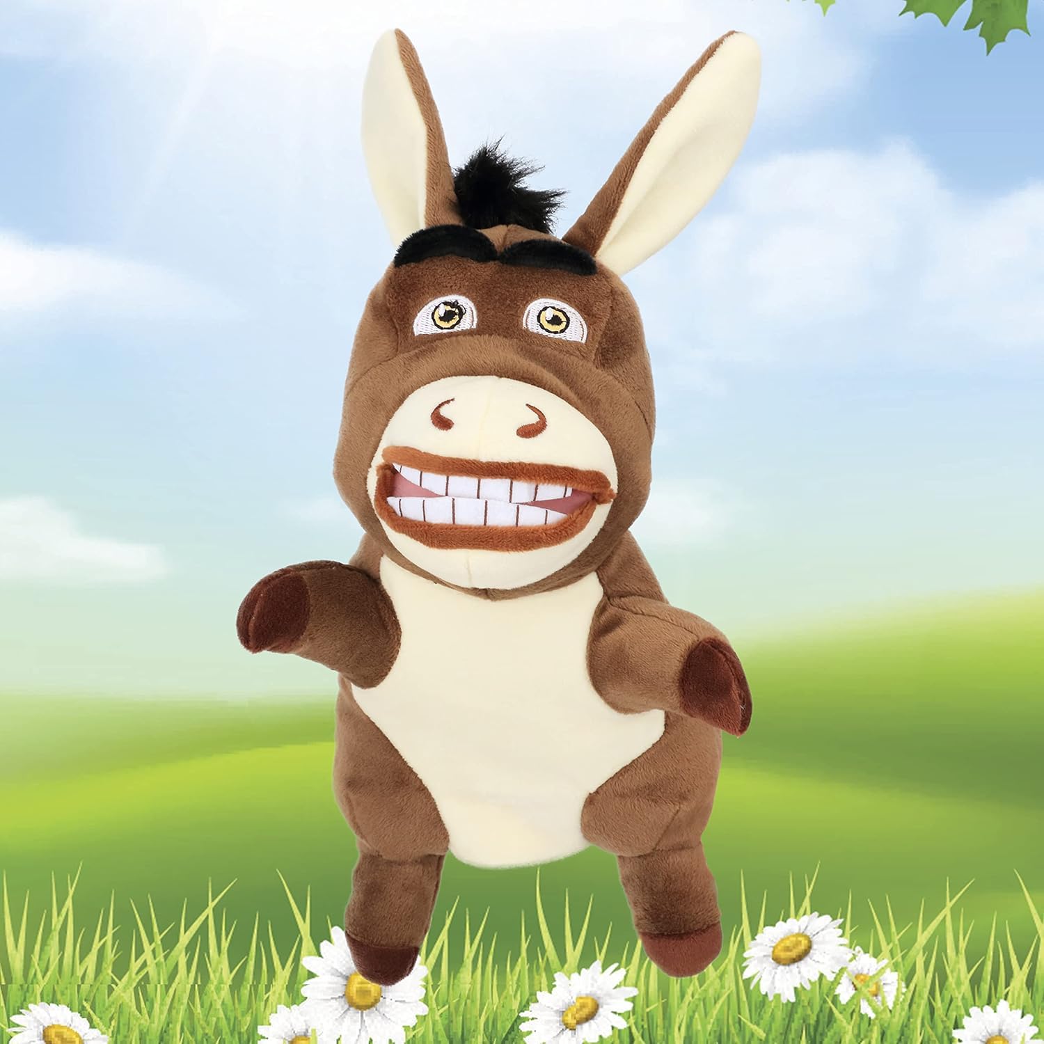 Cuteoy Plush Hand Puppet Stuffed Animal Toy Open Movable Mouth Creative Role Play Storytelling Plushies Gifts for Kids Toddlers Birthday Christmas，Donkey