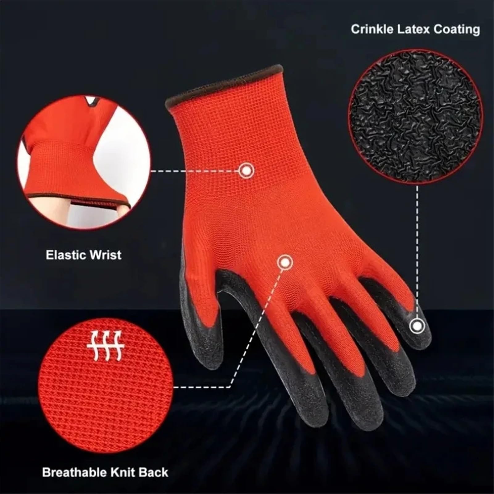 30 Pezzi/20 Paia Di Guanti Da Lavoro Protettivi Di Sicurezza In Maglia Di Poliestere Con Palmo In Lattice Di Gomma, Guanti Da Giardinaggio, Diserbo E Costruzione(20pairs,L)