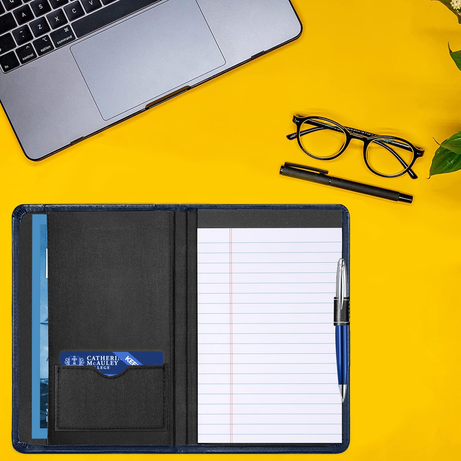 Padfolio-Ordner, A5, Dokumenten-Organizer mit nachfüllbarem, liniertem Notizblock, Junior-Größe, Ordner für Männer und Frauen, Marineblau