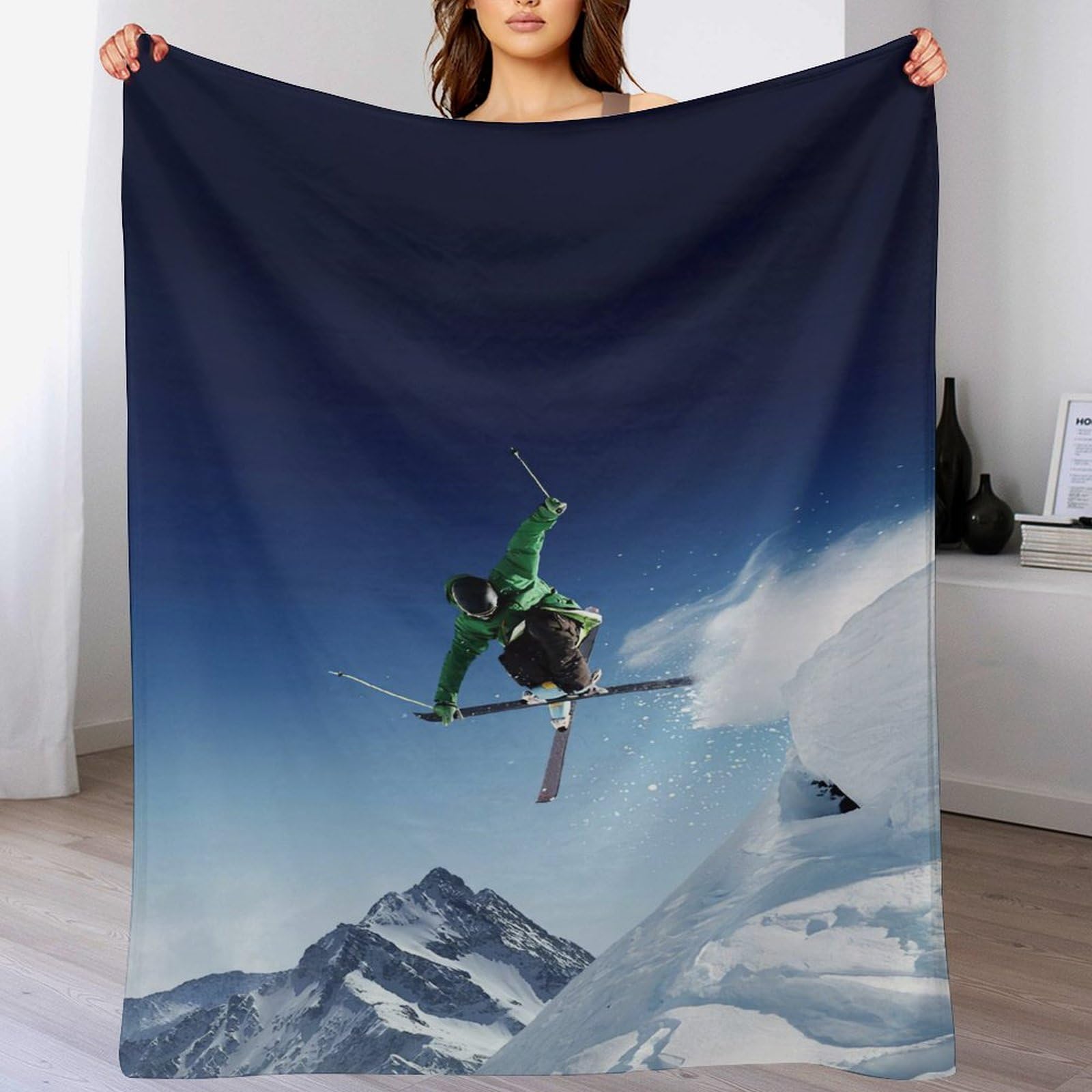 Manta de snowboard de franela ligera de 150x200 cm para evitar el frío en sofá y cama