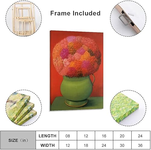 Miniatura 2 de Yurzupre Póster de Fernando Botero con diseño de flores, naturaleza muerta, arte de pared de Fernando Botero, pinturas artísticas en lienzo,