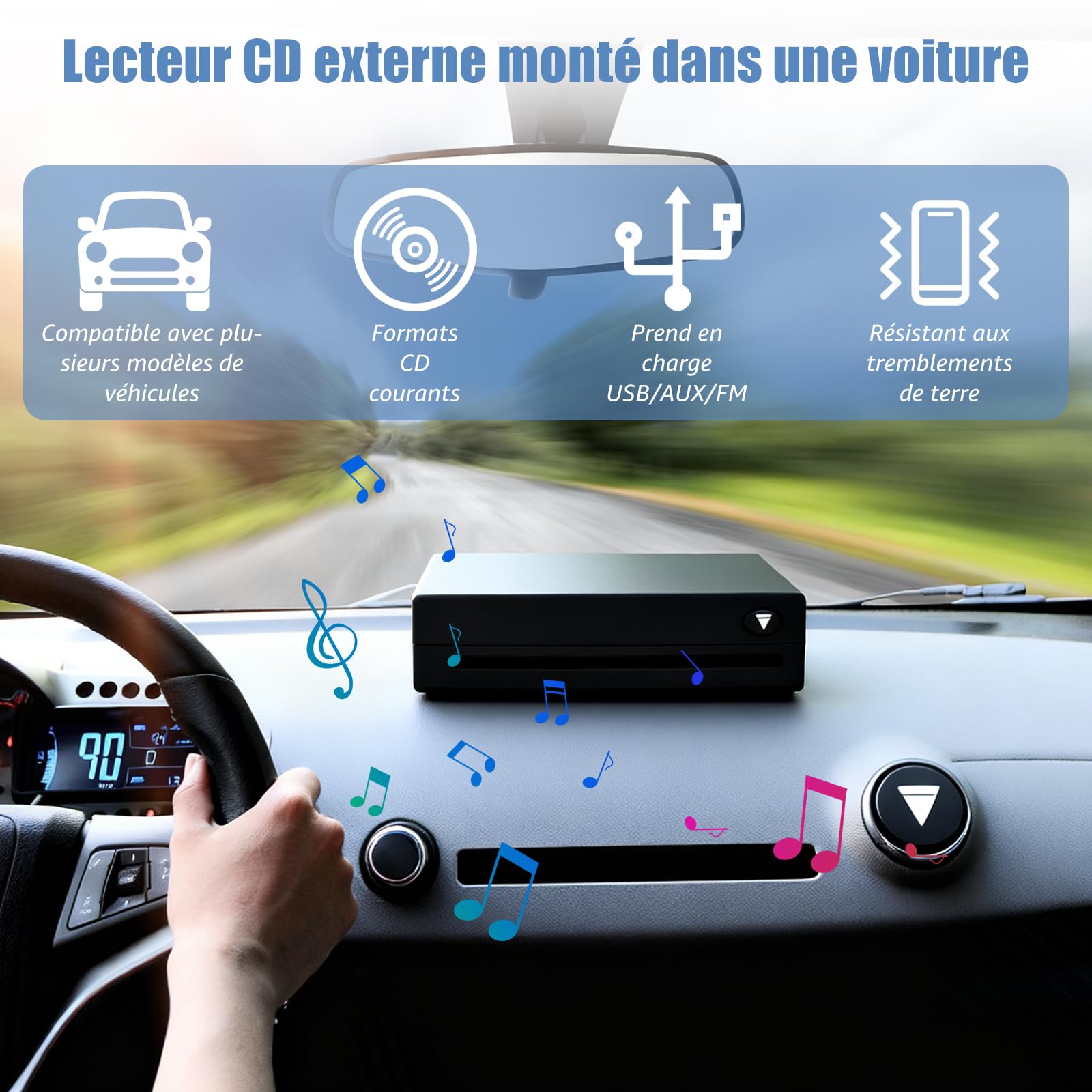 CD-Player für Auto, Computer, Fernseher, mit USB 2.0, tragbarer externer Universal-DVD-Player, Computer, externer Fernseher