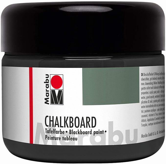 Marabu 12750025875 – Chalkboard Tafelfarbe, Tafel Schwarz, 225 ml Dose, deckende Acrylfarbe, mit Tafelkreide beschreibbar und feucht abwischbar, wasserfest und lichtecht Marabu 12750025875 – Chalkboard Tafelfarbe, Tafel Schwarz, 225 ml Dose, deckende Acrylfarbe, mit Tafelkreide beschreibbar und feucht abwischbar, wasserfest und lichtecht